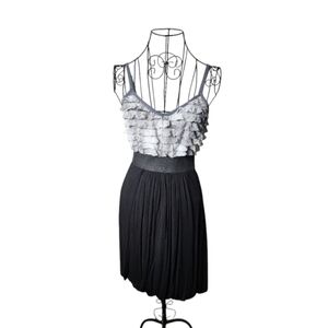 Maurice's Grey & Black Combo Dress with Ruffle Detail - Small